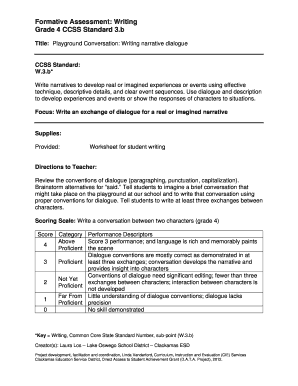Grade 4 Playground Conversation Writing Assessment