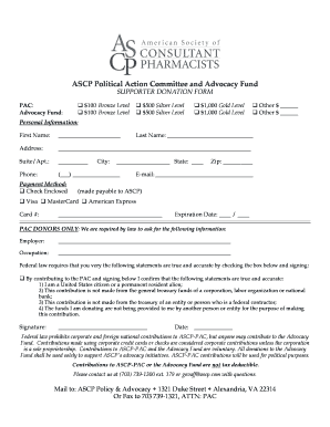 ASCP Political Action Committee Donation Form