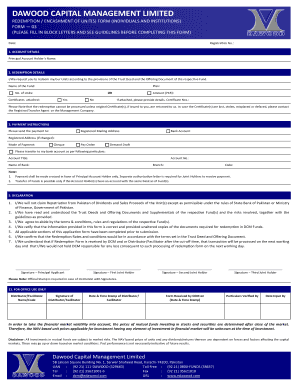 Dawood Capital Redemption Form