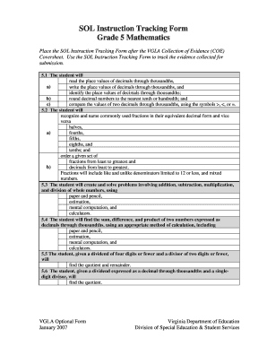 SOL Instruction Tracking Form