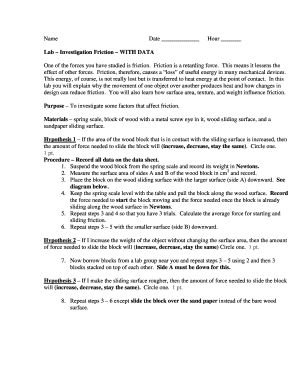 Lab Investigation Friction