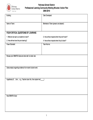 Professional Learning Community Meeting Minutes