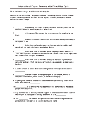 International Day of Persons with Disabilities Quiz