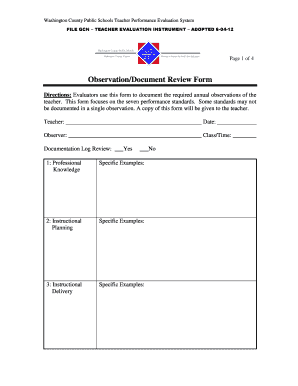 Teacher Performance Evaluation Form