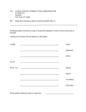 Pension Benefit Information Request
