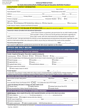Universal Referral Form for Early Intervention