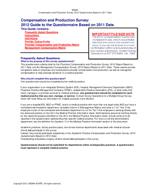 MGMA Compensation and Production Survey 2012