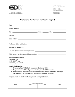Professional Development Verification Request