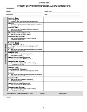 Student Growth and Professional Goal Setting Form