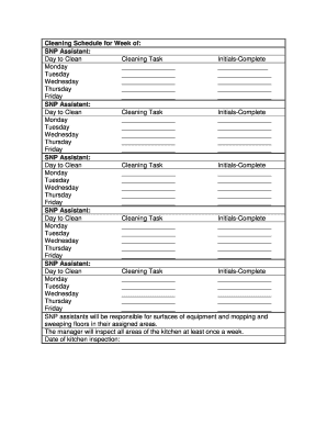 Cleaning Schedule Template