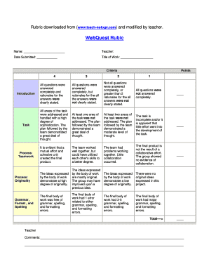 WebQuest Rubric