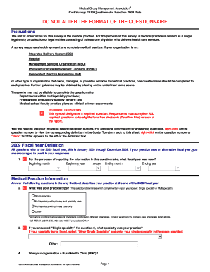 Medical Group Management Association Cost Survey 2010