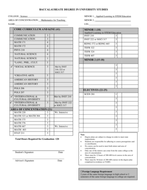 Baccalaureate Degree in University Studies