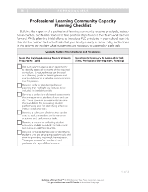 Professional Learning Community Capacity Planning Checklist