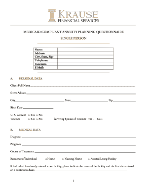 Medicaid Compliant Annuity Planning Questionnaire