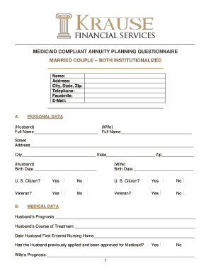 Medicaid Compliant Annuity Planning Questionnaire