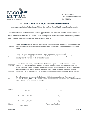 Advisor Certification of Required Minimum Distribution