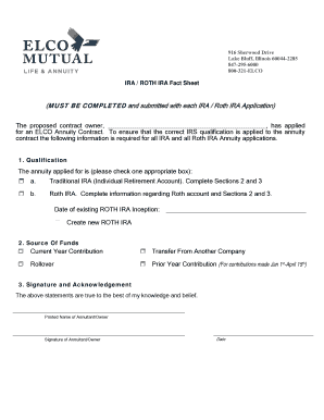 IRA/Roth IRA Annuity Application Form