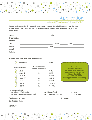 Nonprofit Government Membership Application