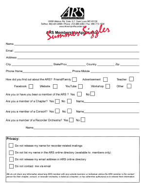 American Recorder Society Membership Application