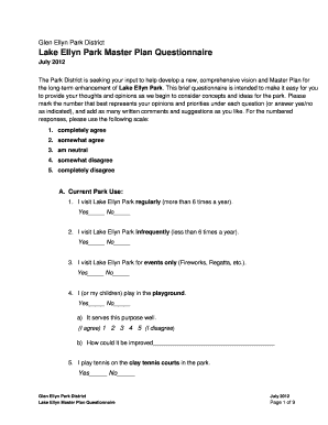 Lake Ellyn Park Master Plan Questionnaire