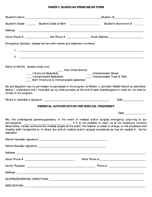 Parent Guardian Permission Form