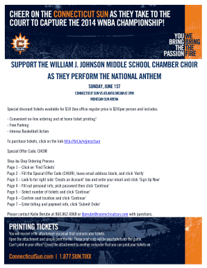 Connecticut Sun Ticket Order Form