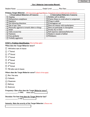 Tier 2 Behavior Intervention Record