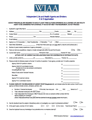 Errors and Omissions Insurance Application