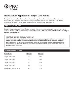 PNC Funds Target Date Funds Account Application