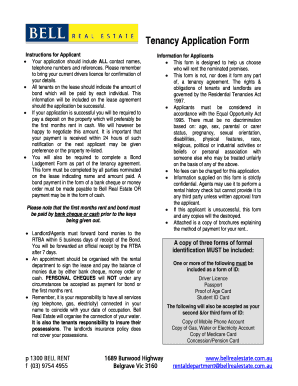 Australian Tenancy Application Form