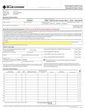Extended Health Care Standard Claim Form