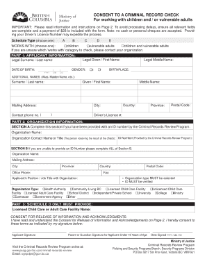 Consent to Criminal Record Check