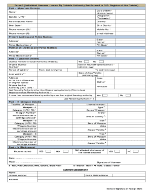 Individual Firearm License Form