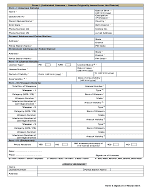 Individual Firearm License Form