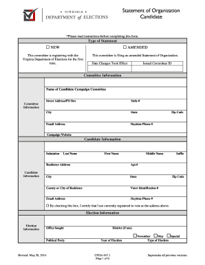 Virginia Candidate Statement of Organization