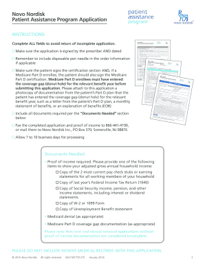 Novo Nordisk Diabetes Patient Assistance Program Application