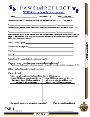 WOIS Career Search Questionnaire