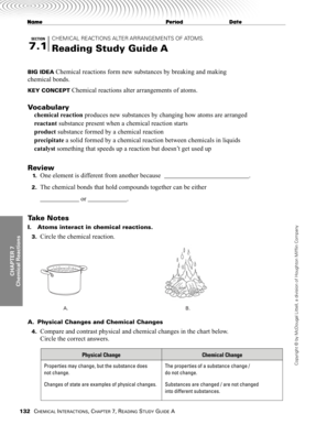Chemical Reactions Study Guide