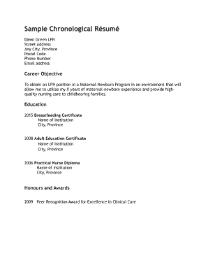 Chronological Résumé Template