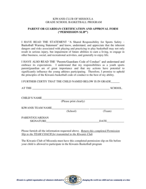 Parent certification form