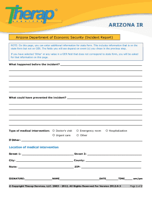 Arizona Incident Report Form