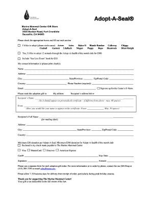 Adopt-A-Seal Donation Form