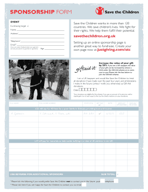 Save the Children Sponsorship Form
