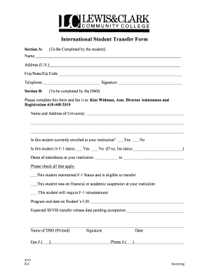International Student Transfer Form