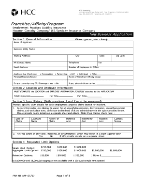 Employment Practices Liability Insurance Application