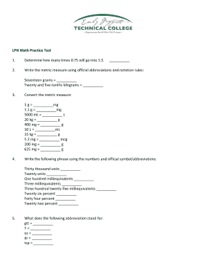 LPN Math Practice Test