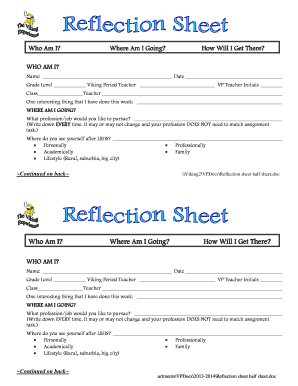 Student Reflection Form