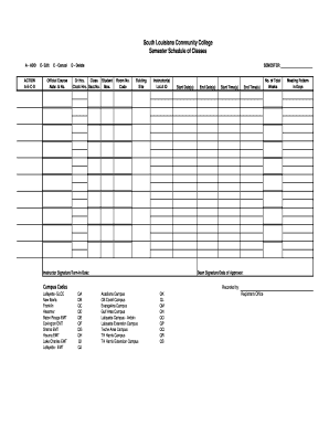 Semester Schedule of Classes