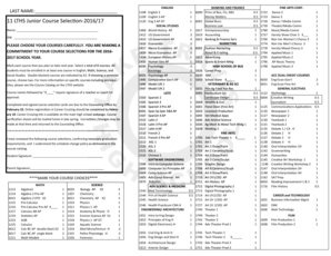 High School Course Selection Form
